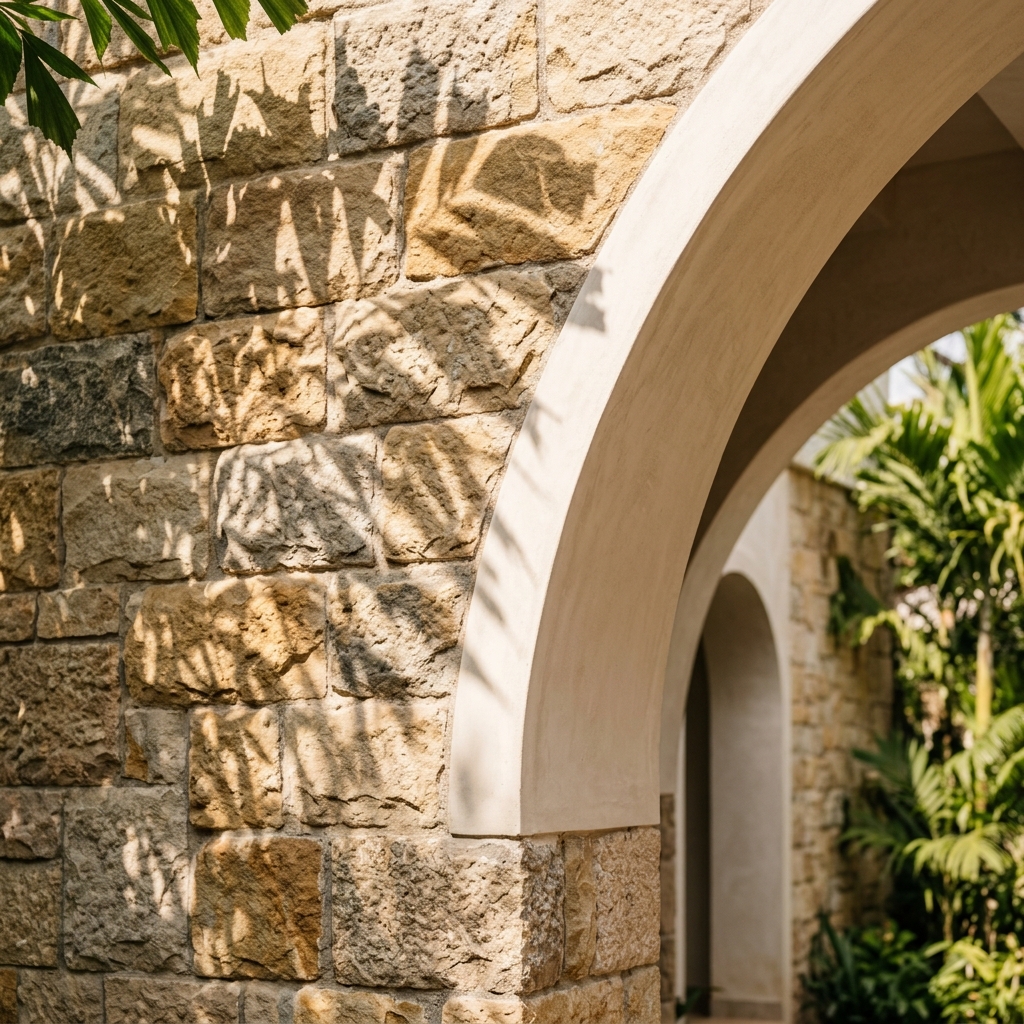 Architectural sculptural arches and stone textures close-up